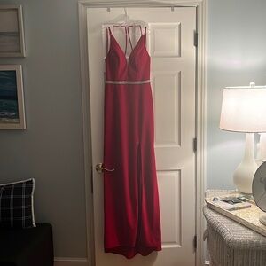 Full length gown by Phi Couture w diamond waist belt sewn in - size 8